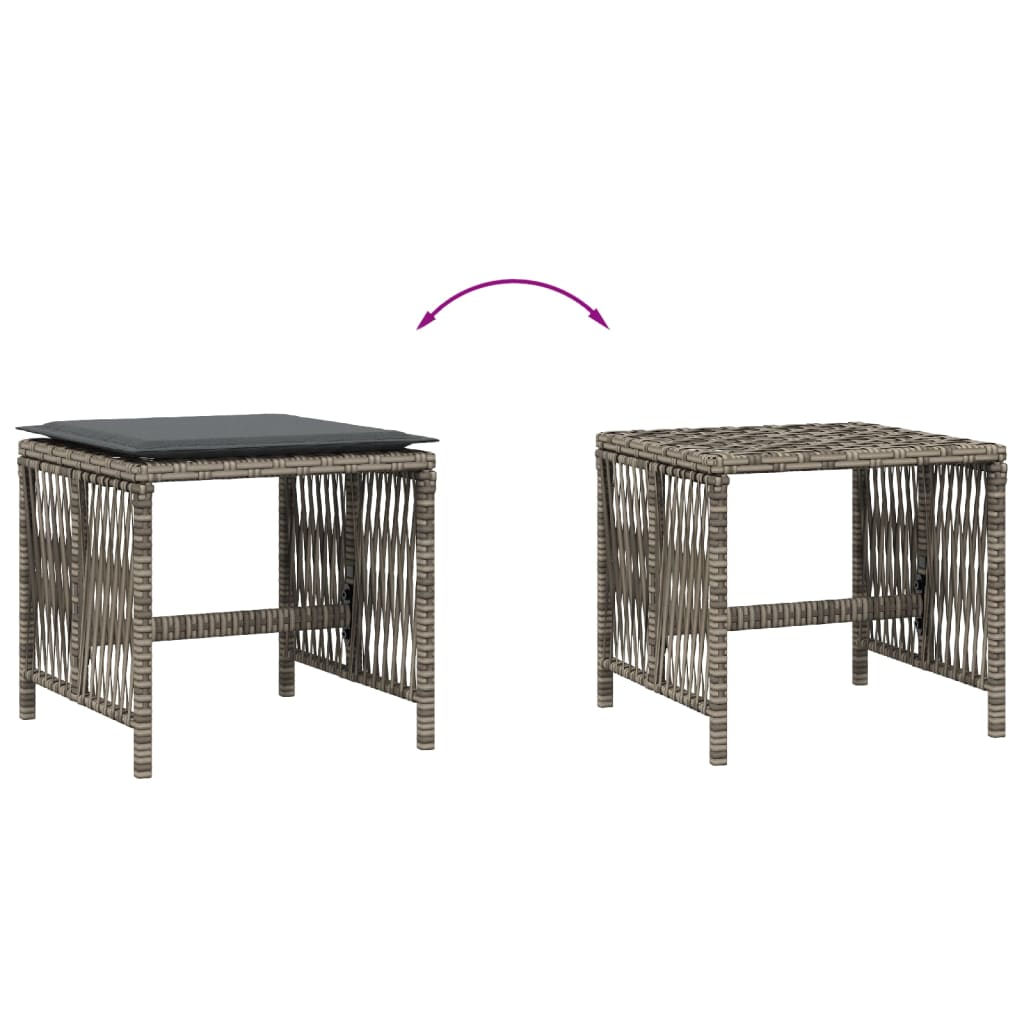 Tuinkrukken 4 st met kussens 41x41x36 cm poly rattan grijs is nu te koop bij PeponiXL, paradijselijk wonen!