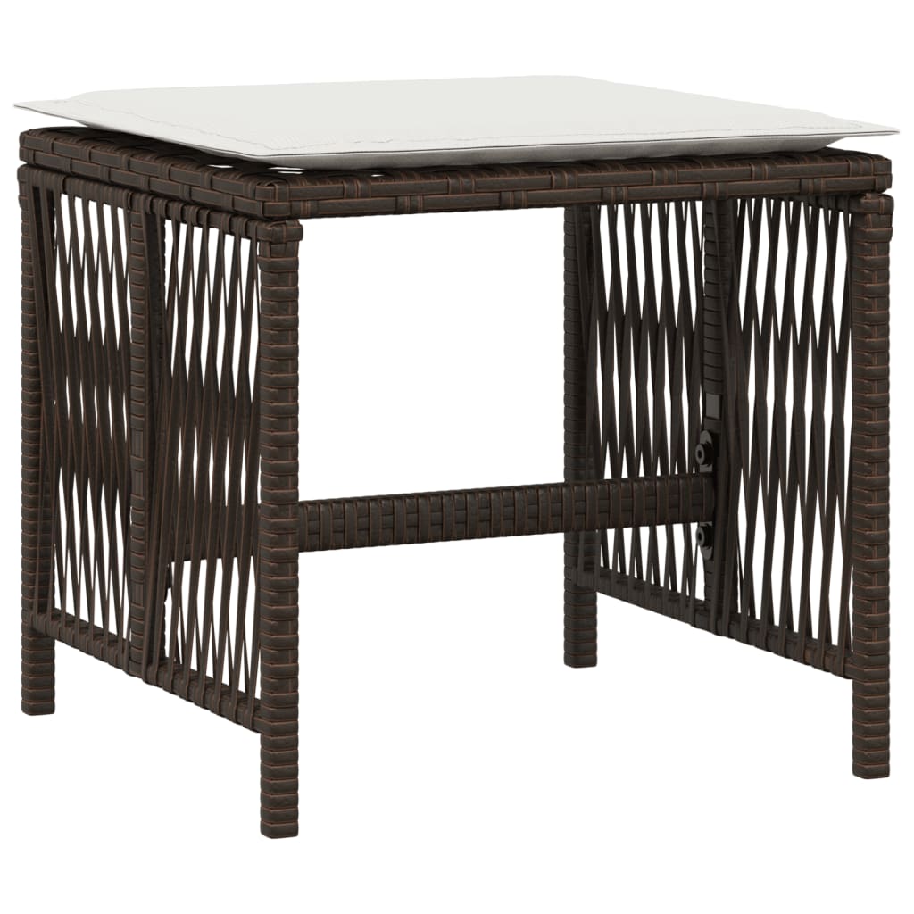 Tuinkrukken 4 st met kussens 41x41x36 cm poly rattan bruin is nu te koop bij PeponiXL, paradijselijk wonen!