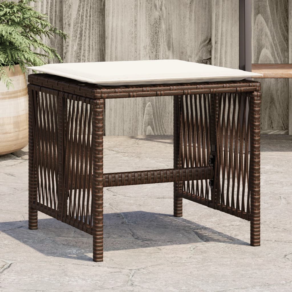 Tuinkrukken 4 st met kussens 41x41x36 cm poly rattan bruin is nu te koop bij PeponiXL, paradijselijk wonen!