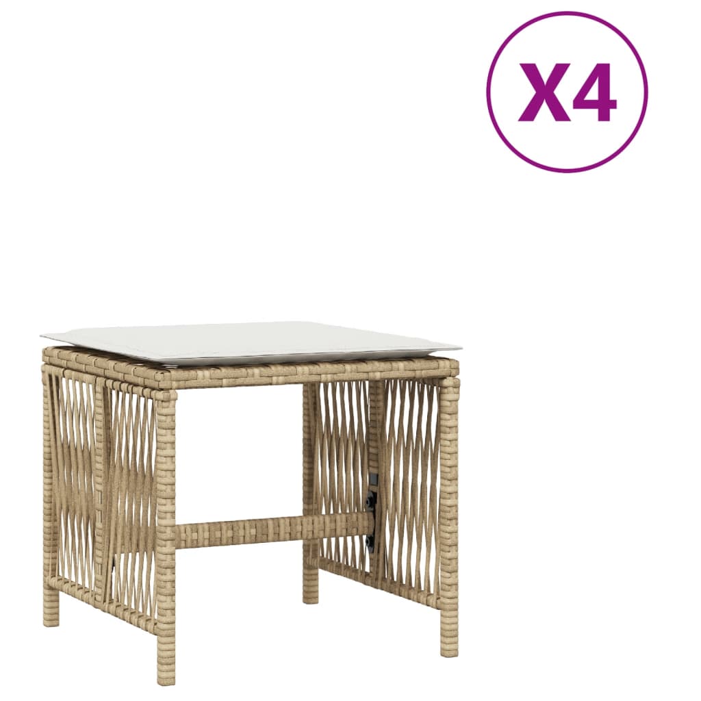 Tuinkrukken 4 st met kussens 41x41x36 cm poly rattan beige is nu te koop bij PeponiXL, paradijselijk wonen!