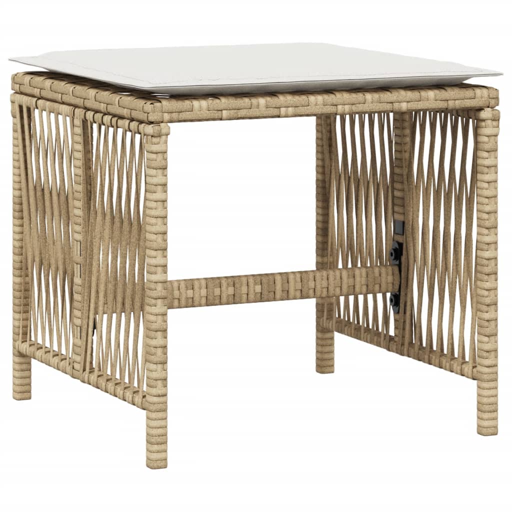 Tuinkrukken 4 st met kussens 41x41x36 cm poly rattan beige is nu te koop bij PeponiXL, paradijselijk wonen!