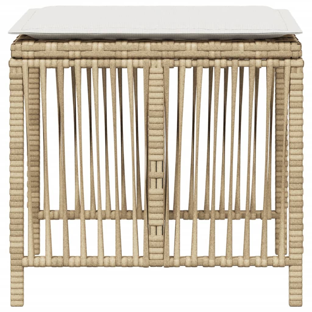 Tuinkrukken 4 st met kussens 41x41x36 cm poly rattan beige is nu te koop bij PeponiXL, paradijselijk wonen!