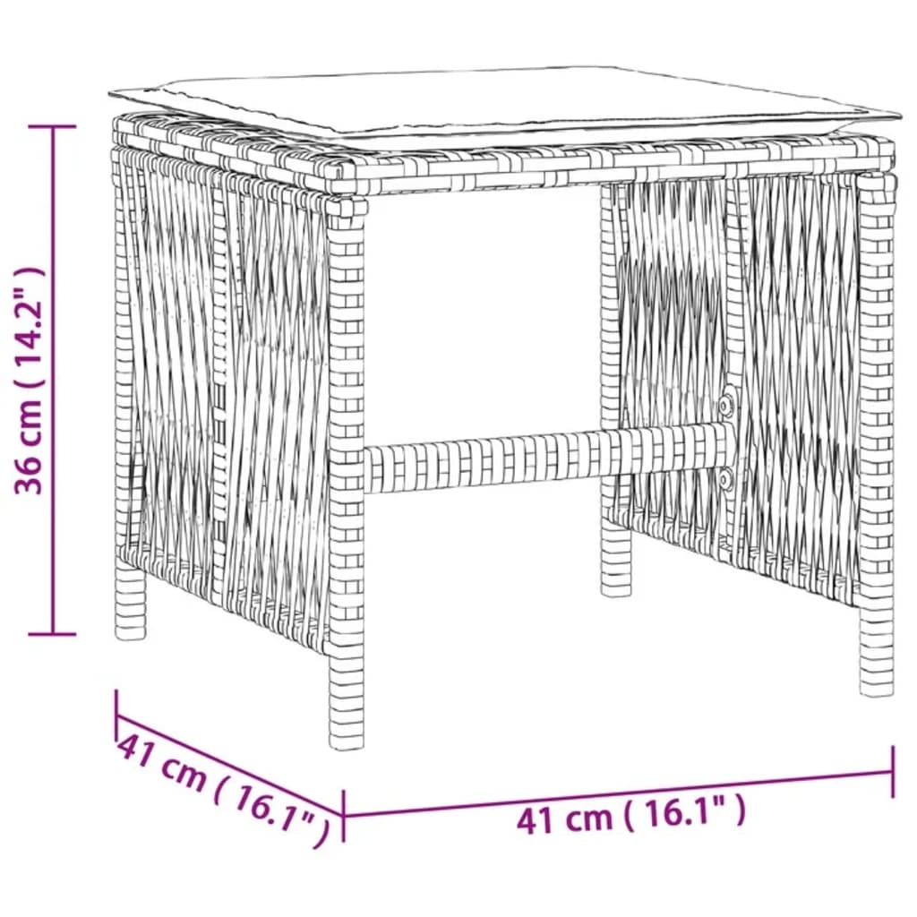 Tuinkrukken 4 st met kussens 41x41x36 cm poly rattan beige is nu te koop bij PeponiXL, paradijselijk wonen!