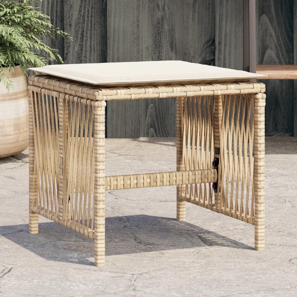 Tuinkrukken 4 st met kussens 41x41x36 cm poly rattan beige is nu te koop bij PeponiXL, paradijselijk wonen!