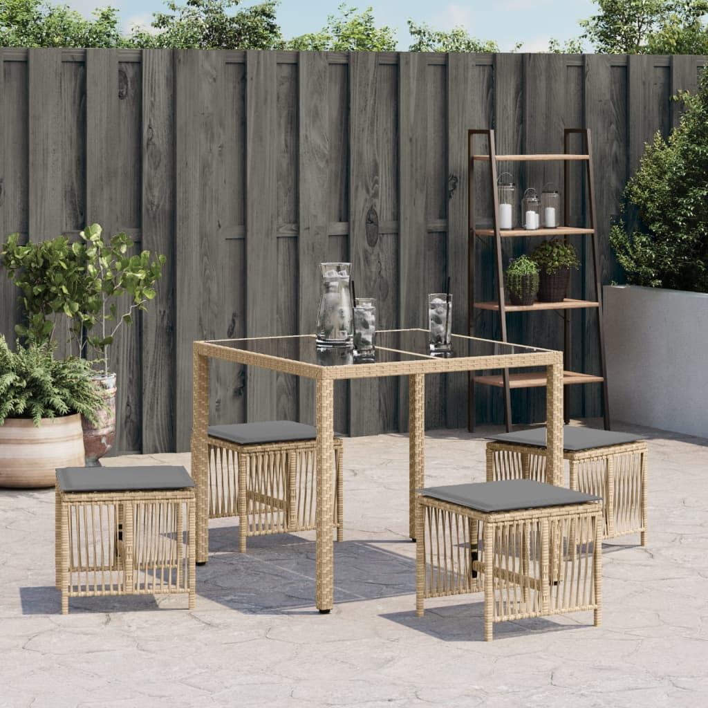 Tuinkrukken 4 st kussens 41x41x36 cm poly rattan gemengd beige is nu te koop bij PeponiXL, paradijselijk wonen!