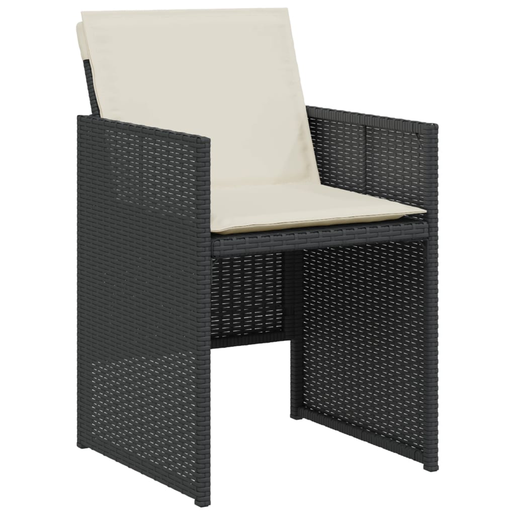 3-delige Bistroset met kussens poly rattan zwart is nu te koop bij PeponiXL, paradijselijk wonen!