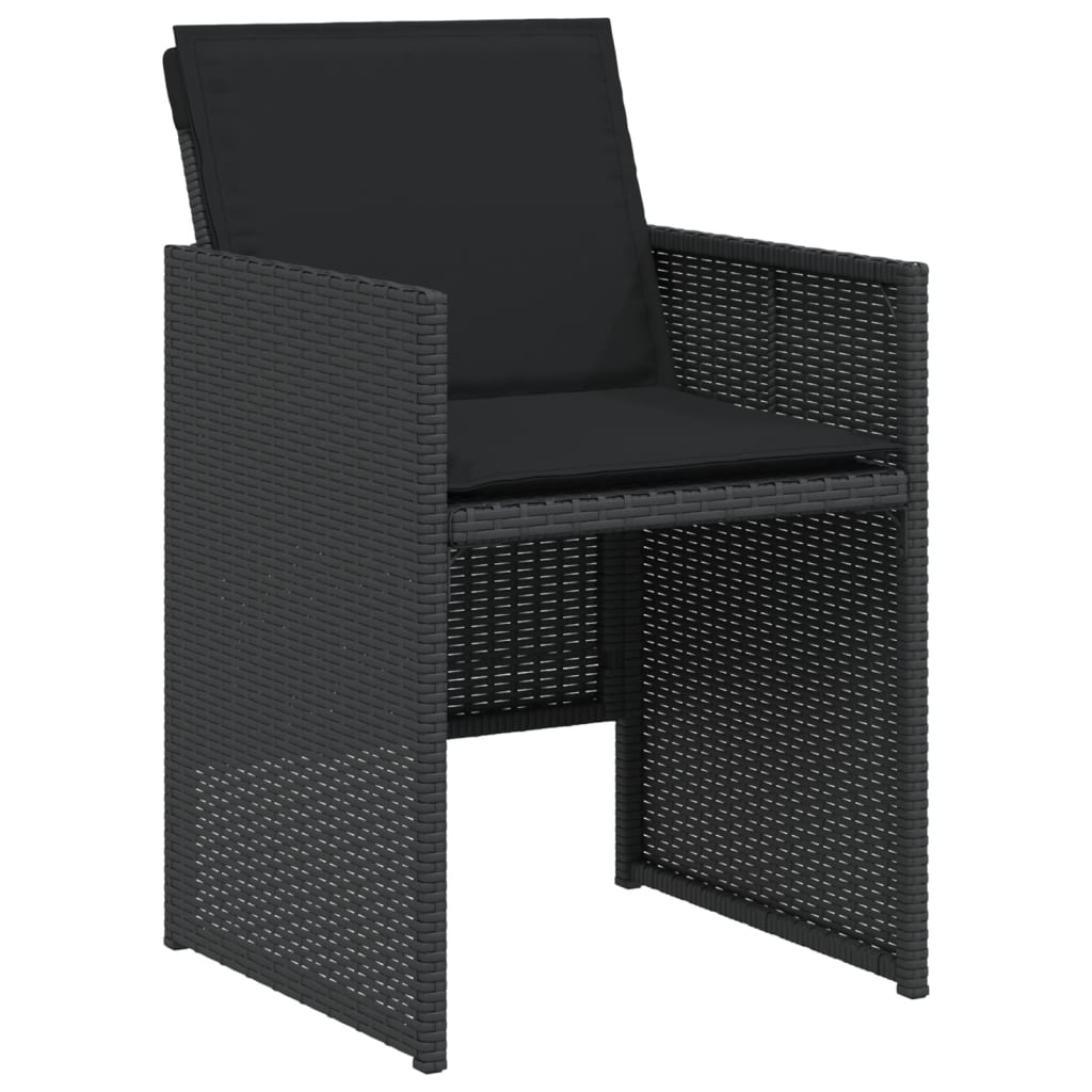 3-delige Bistroset met kussens poly rattan zwart is nu te koop bij PeponiXL, paradijselijk wonen!