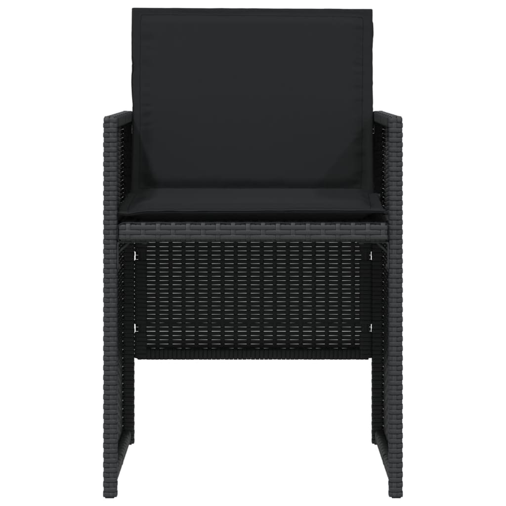 3-delige Bistroset met kussens poly rattan zwart is nu te koop bij PeponiXL, paradijselijk wonen!