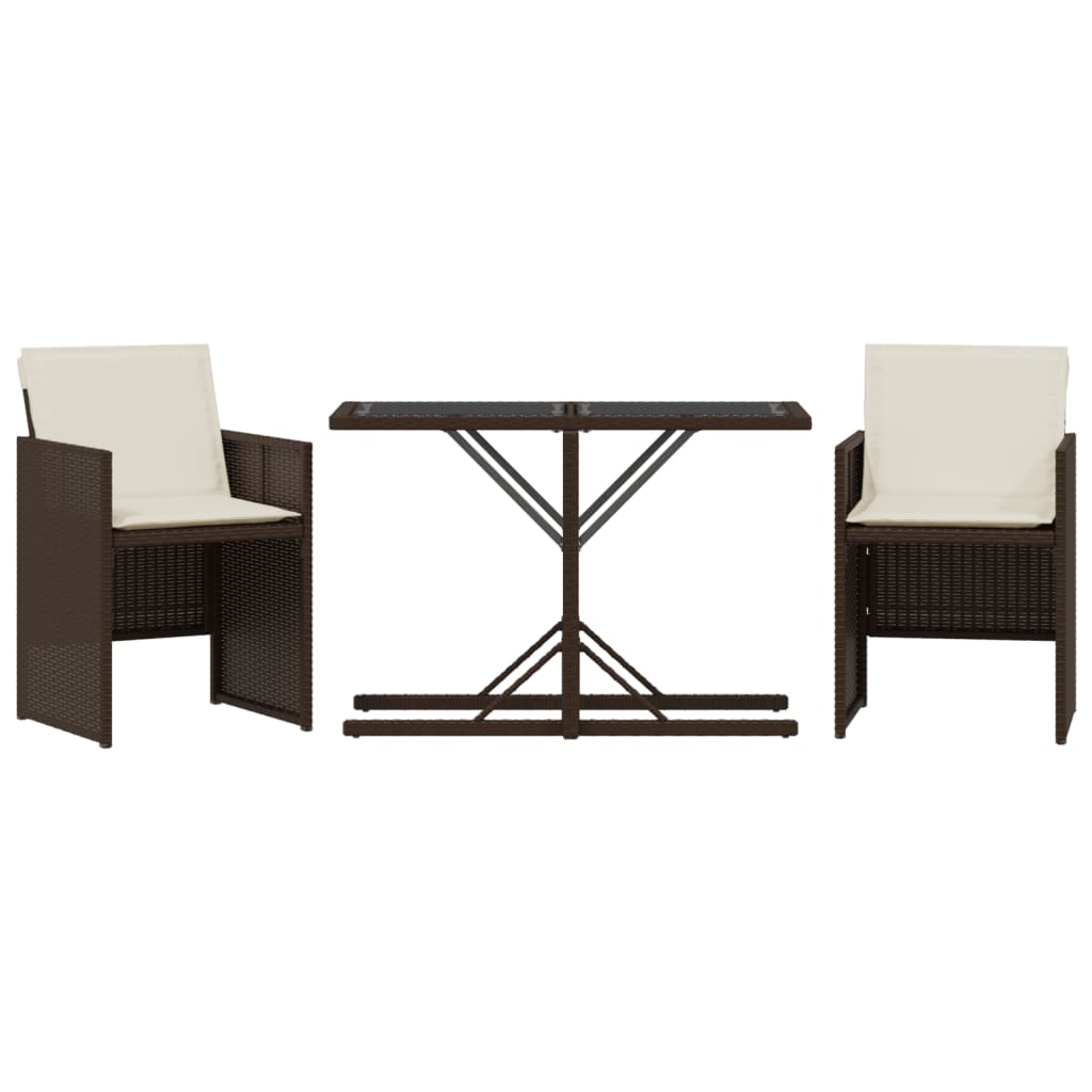 3-delige Bistroset met kussens poly rattan bruin is nu te koop bij PeponiXL, paradijselijk wonen!