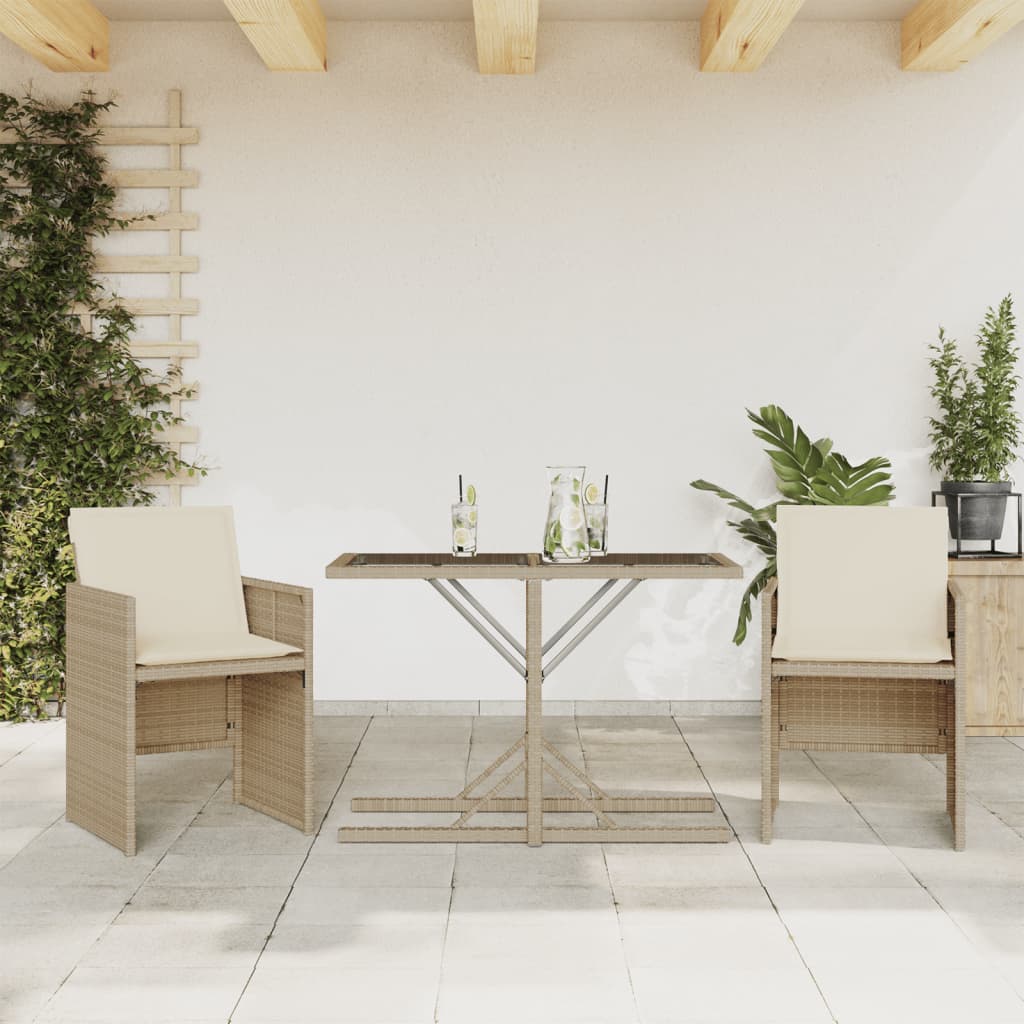 3-delige Bistroset met kussens poly rattan beige is nu te koop bij PeponiXL, paradijselijk wonen!