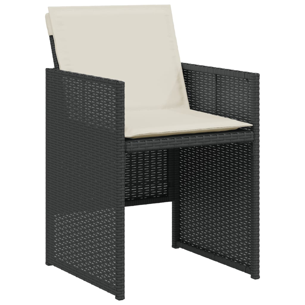 3-delige Bistroset met kussens poly rattan zwart is nu te koop bij PeponiXL, paradijselijk wonen!