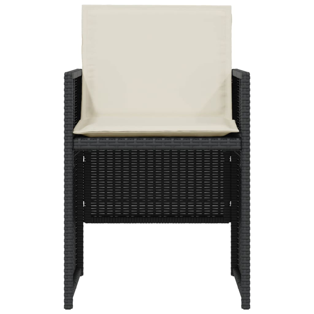 3-delige Bistroset met kussens poly rattan zwart is nu te koop bij PeponiXL, paradijselijk wonen!