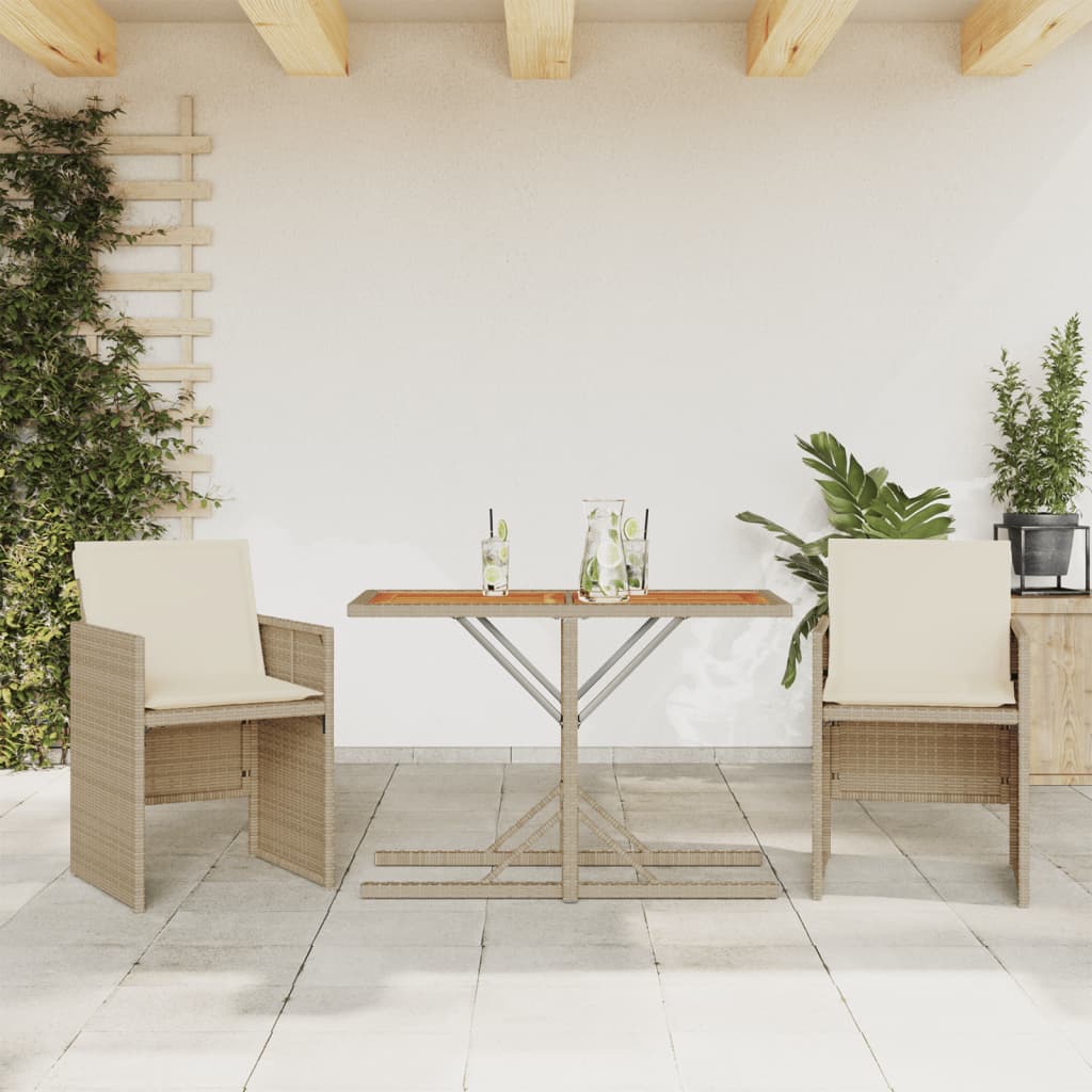 3-delige Bistroset met kussens poly rattan beige is nu te koop bij PeponiXL, paradijselijk wonen!