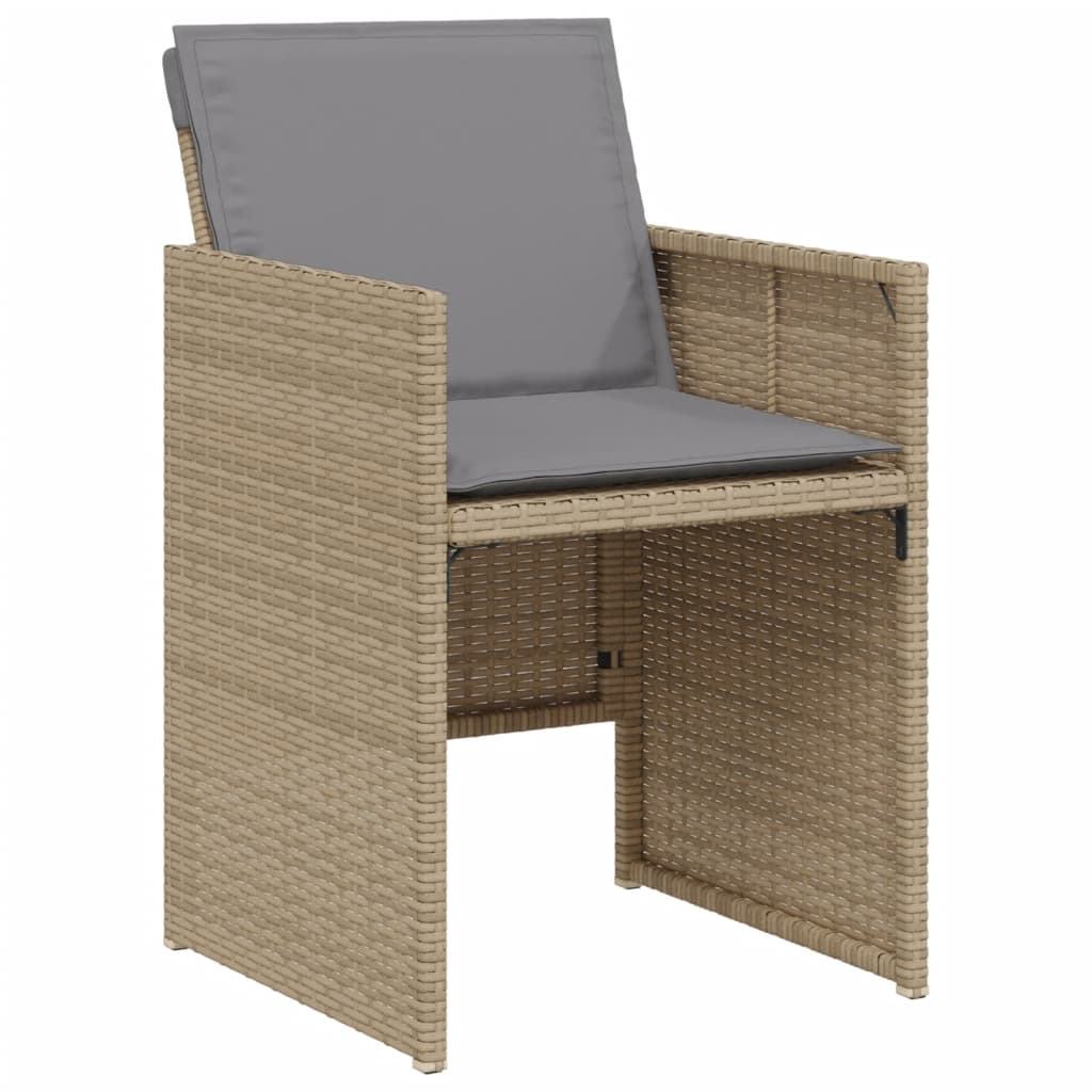 3-delige Bistroset met kussens poly rattan gemengd beige is nu te koop bij PeponiXL, paradijselijk wonen!