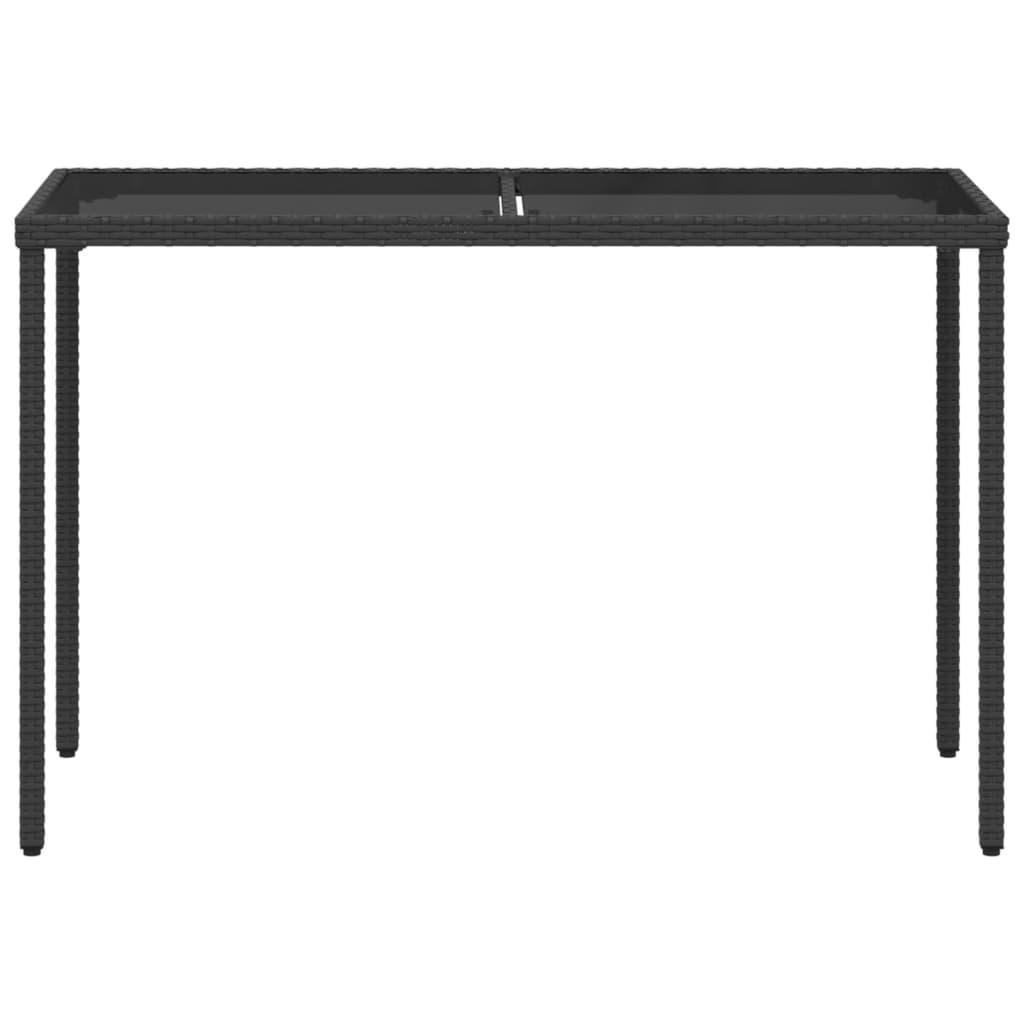 Tuintafel met glazen blad 115x54x74 cm poly rattan zwart is nu te koop bij PeponiXL, paradijselijk wonen!
