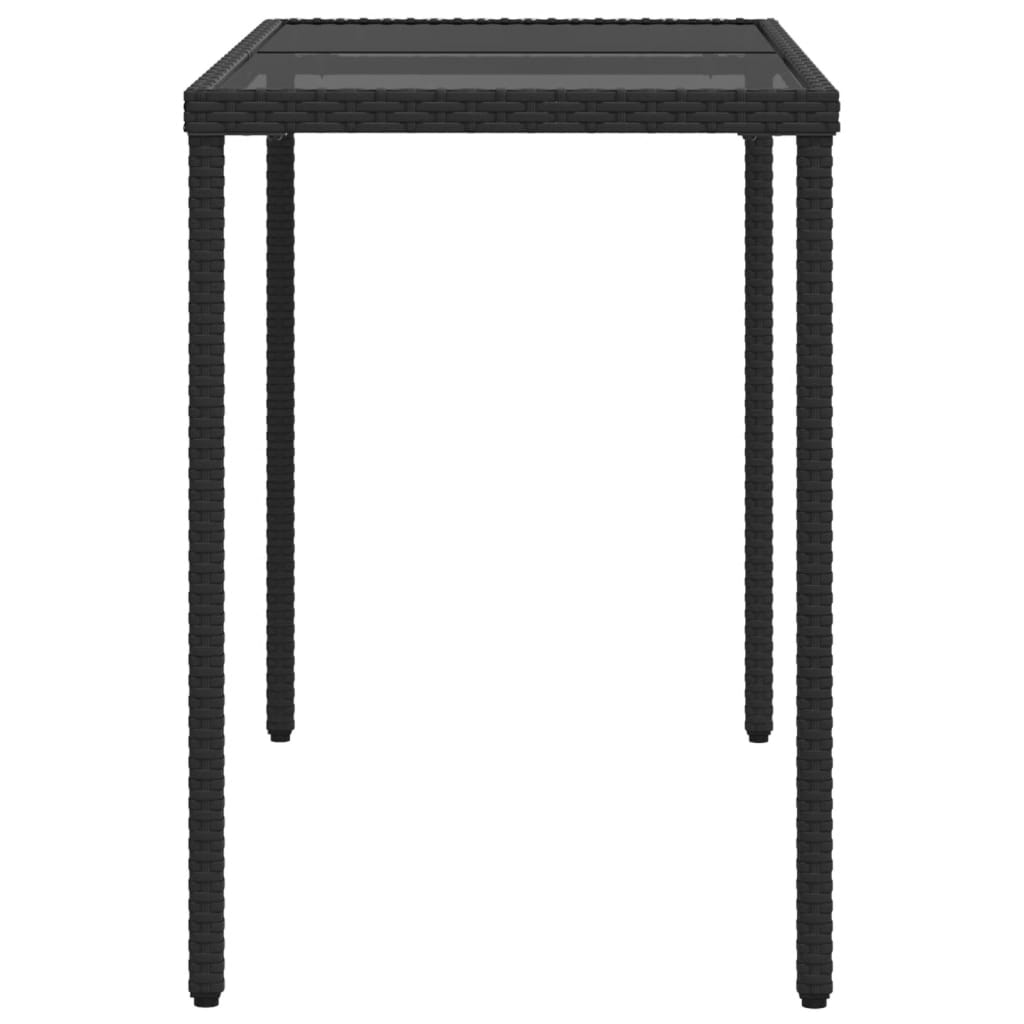 Tuintafel met glazen blad 115x54x74 cm poly rattan zwart is nu te koop bij PeponiXL, paradijselijk wonen!