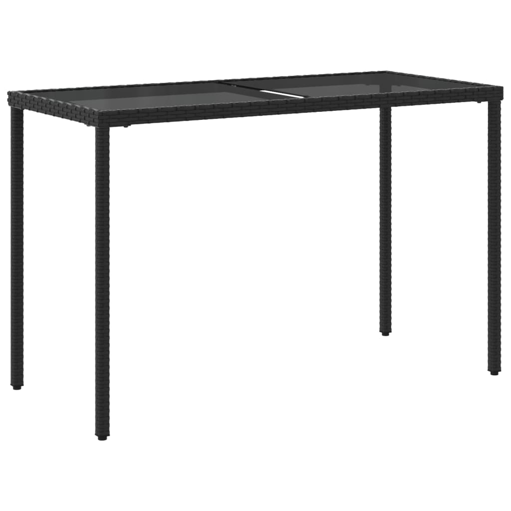 Tuintafel met glazen blad 115x54x74 cm poly rattan zwart is nu te koop bij PeponiXL, paradijselijk wonen!
