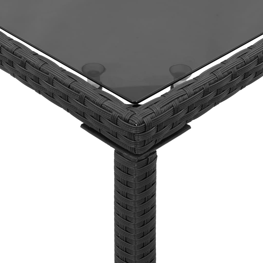 Tuintafel met glazen blad 115x54x74 cm poly rattan zwart is nu te koop bij PeponiXL, paradijselijk wonen!