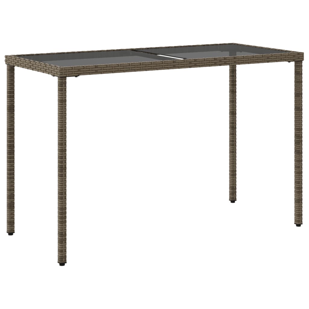 Tuintafel met glazen blad 115x54x74 cm poly rattan grijs is nu te koop bij PeponiXL, paradijselijk wonen!