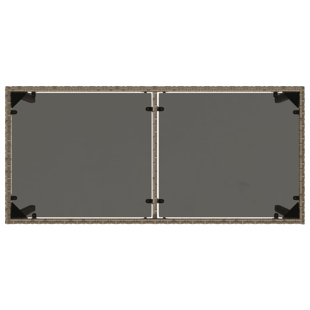 Tuintafel met glazen blad 115x54x74 cm poly rattan grijs is nu te koop bij PeponiXL, paradijselijk wonen!