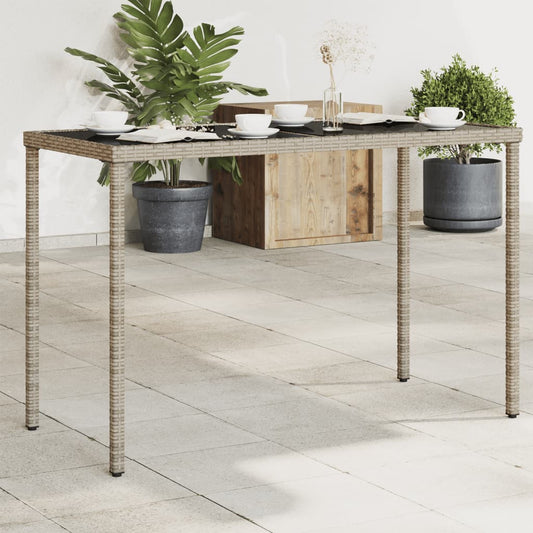 Tuintafel met glazen blad 115x54x74 cm poly rattan grijs is nu te koop bij PeponiXL, paradijselijk wonen!