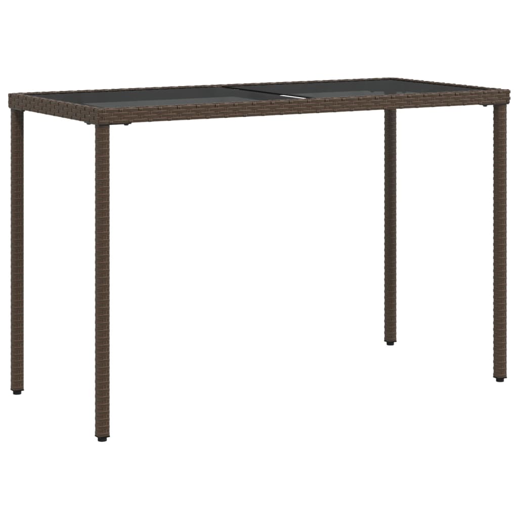 Tuintafel met glazen blad 115x54x74 cm poly rattan bruin is nu te koop bij PeponiXL, paradijselijk wonen!