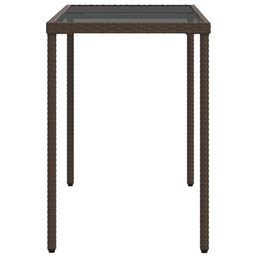 Tuintafel met glazen blad 115x54x74 cm poly rattan bruin is nu te koop bij PeponiXL, paradijselijk wonen!