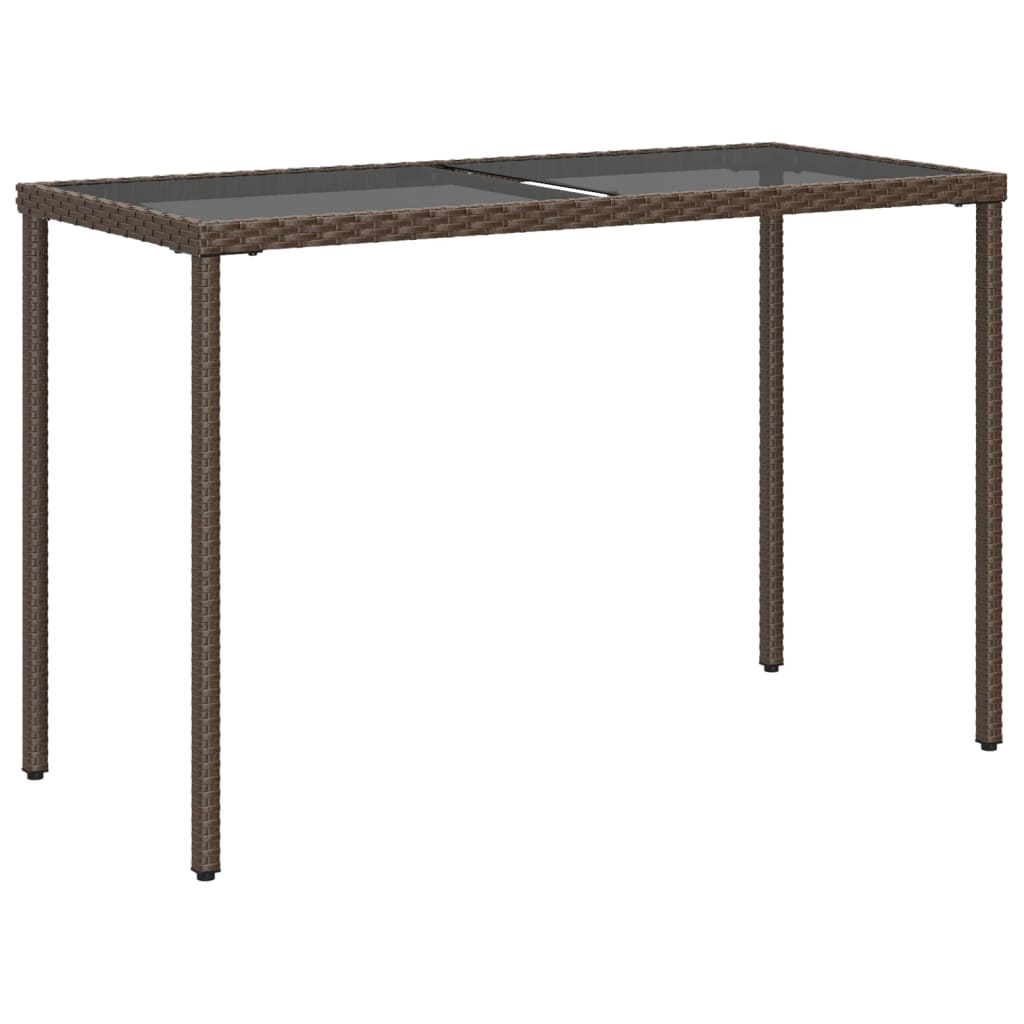 Tuintafel met glazen blad 115x54x74 cm poly rattan bruin is nu te koop bij PeponiXL, paradijselijk wonen!