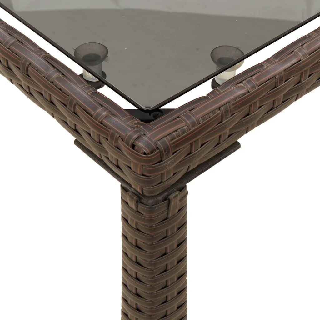 Tuintafel met glazen blad 115x54x74 cm poly rattan bruin is nu te koop bij PeponiXL, paradijselijk wonen!