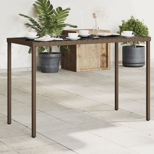 Tuintafel met glazen blad 115x54x74 cm poly rattan bruin is nu te koop bij PeponiXL, paradijselijk wonen!