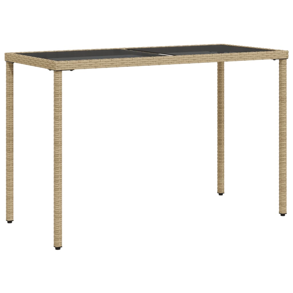 Tuintafel met glazen blad 115x54x74 cm poly rattan beige is nu te koop bij PeponiXL, paradijselijk wonen!