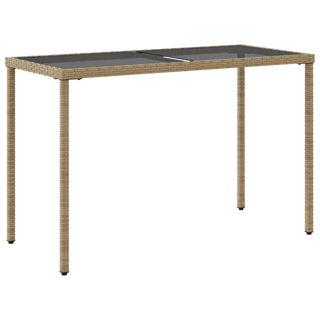 Tuintafel met glazen blad 115x54x74 cm poly rattan beige is nu te koop bij PeponiXL, paradijselijk wonen!