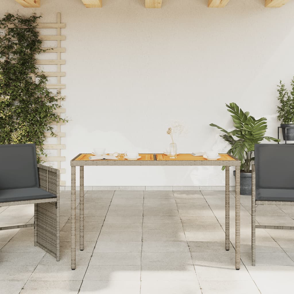 Tuintafel met acaciahouten blad 115x54x74 cm poly rattan grijs is nu te koop bij PeponiXL, paradijselijk wonen!