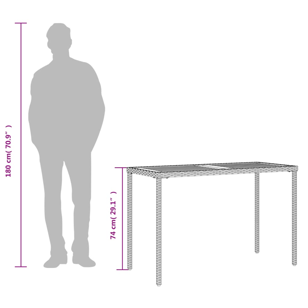 Tuintafel met acaciahouten blad 115x54x74 cm poly rattan grijs is nu te koop bij PeponiXL, paradijselijk wonen!