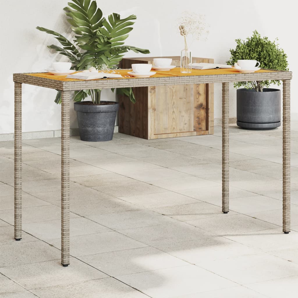 Tuintafel met acaciahouten blad 115x54x74 cm poly rattan grijs is nu te koop bij PeponiXL, paradijselijk wonen!