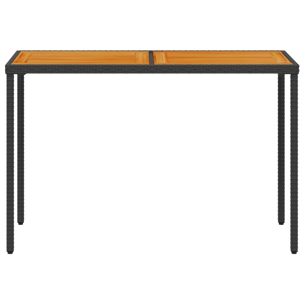 Tuintafel met acaciahouten blad 115x54x74 cm poly rattan zwart is nu te koop bij PeponiXL, paradijselijk wonen!