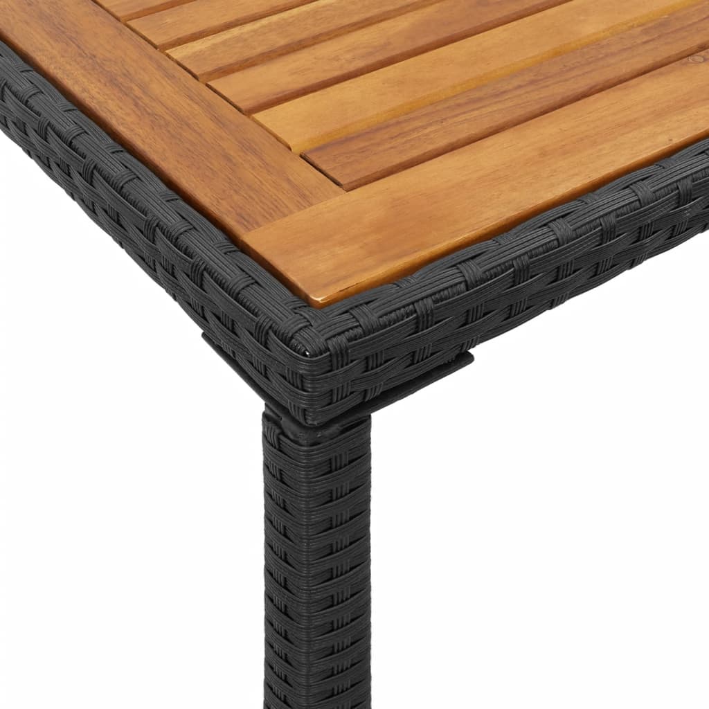 Tuintafel met acaciahouten blad 115x54x74 cm poly rattan zwart is nu te koop bij PeponiXL, paradijselijk wonen!