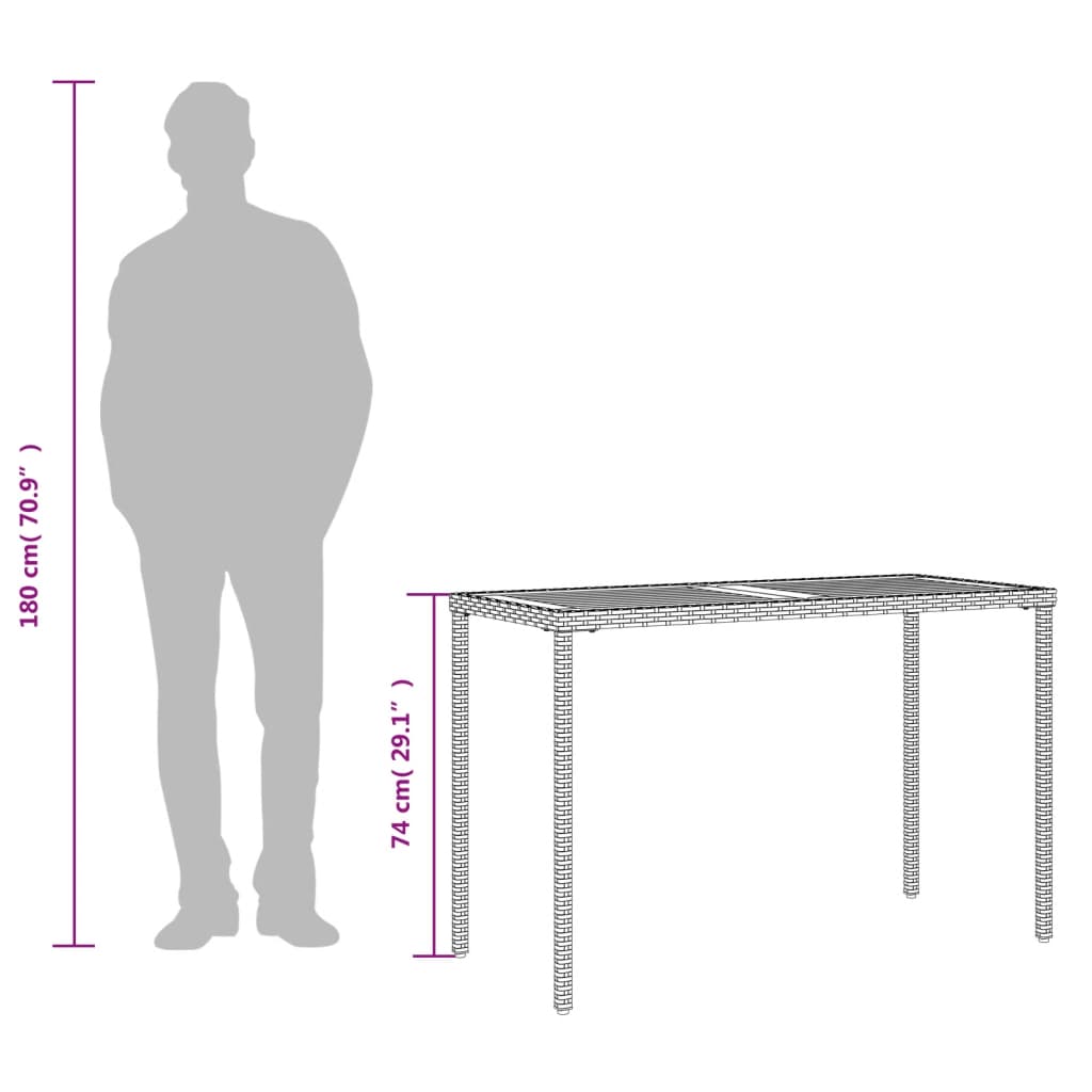 Tuintafel met acaciahouten blad 115x54x74 cm poly rattan zwart is nu te koop bij PeponiXL, paradijselijk wonen!