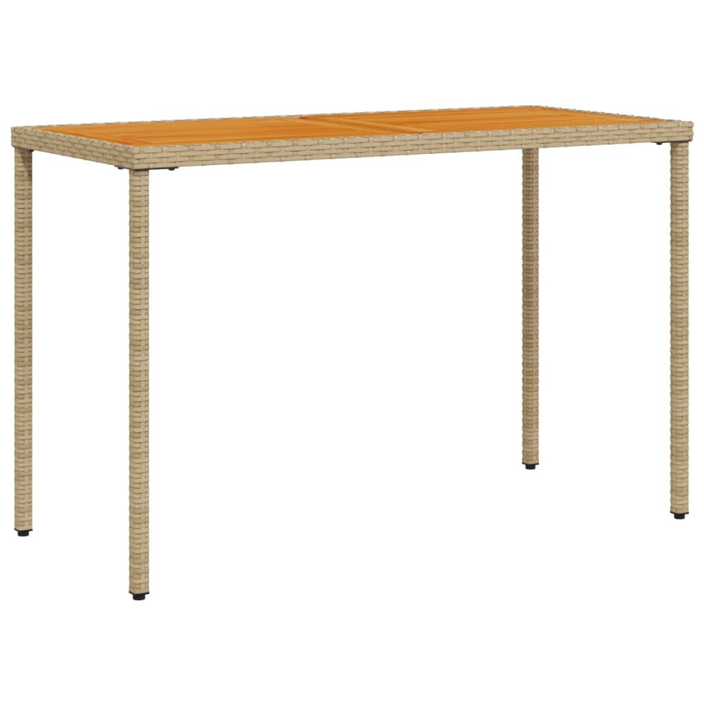 Tuintafel met acaciahouten blad 115x54x74 cm poly rattan beige is nu te koop bij PeponiXL, paradijselijk wonen!