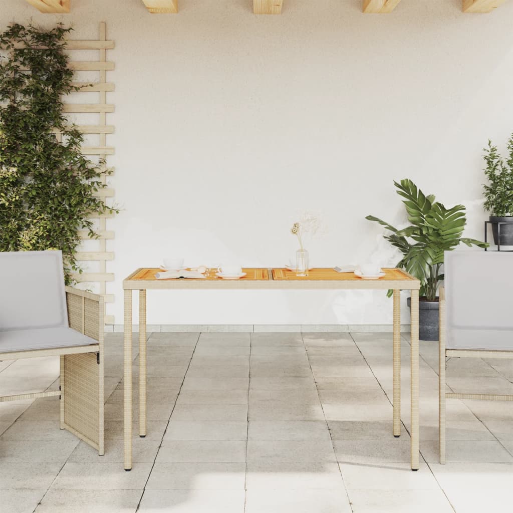 Tuintafel met acaciahouten blad 115x54x74 cm poly rattan beige is nu te koop bij PeponiXL, paradijselijk wonen!