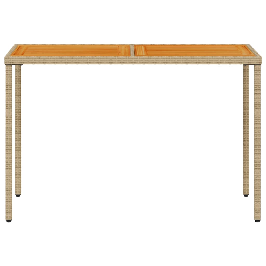 Tuintafel met acaciahouten blad 115x54x74 cm poly rattan beige is nu te koop bij PeponiXL, paradijselijk wonen!