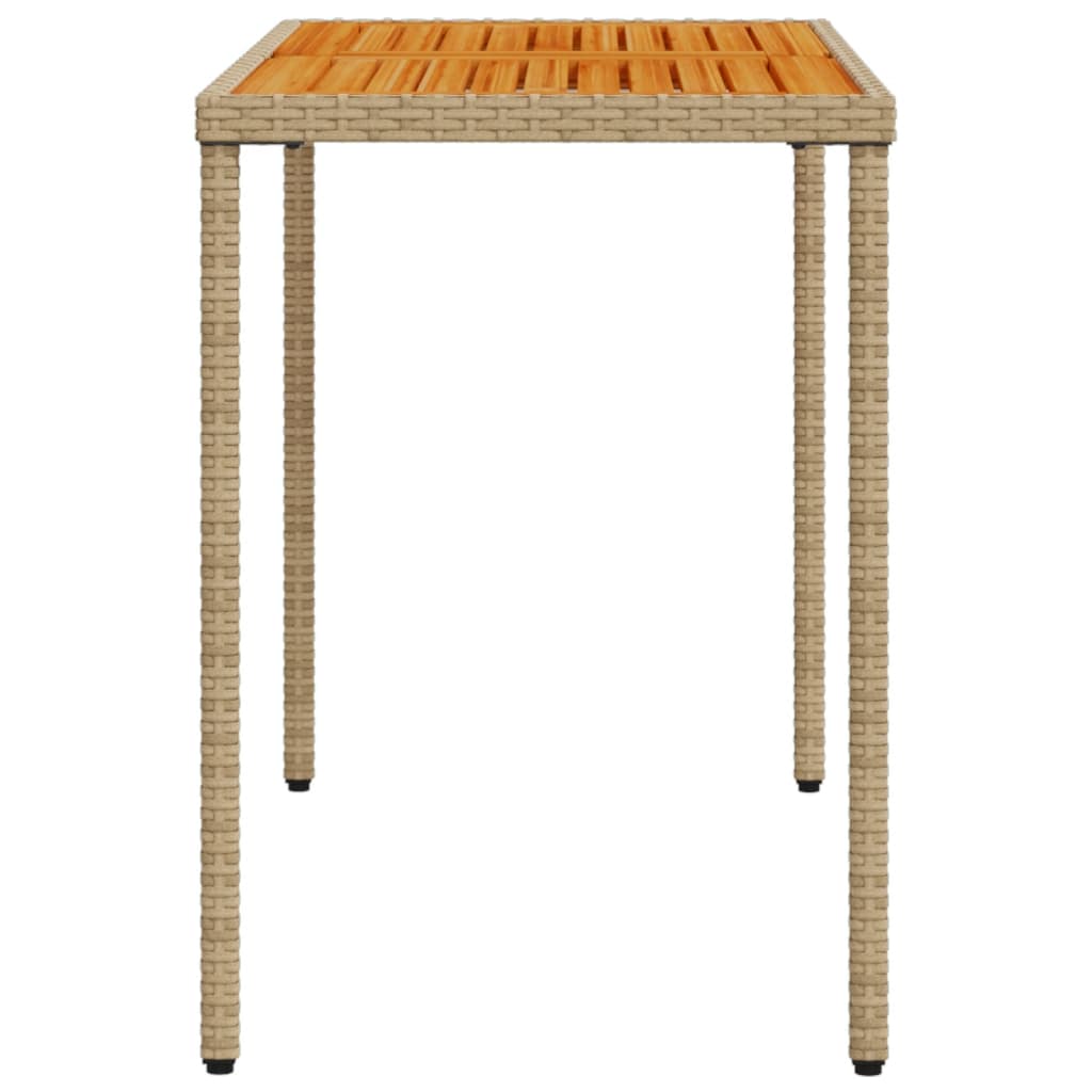 Tuintafel met acaciahouten blad 115x54x74 cm poly rattan beige is nu te koop bij PeponiXL, paradijselijk wonen!