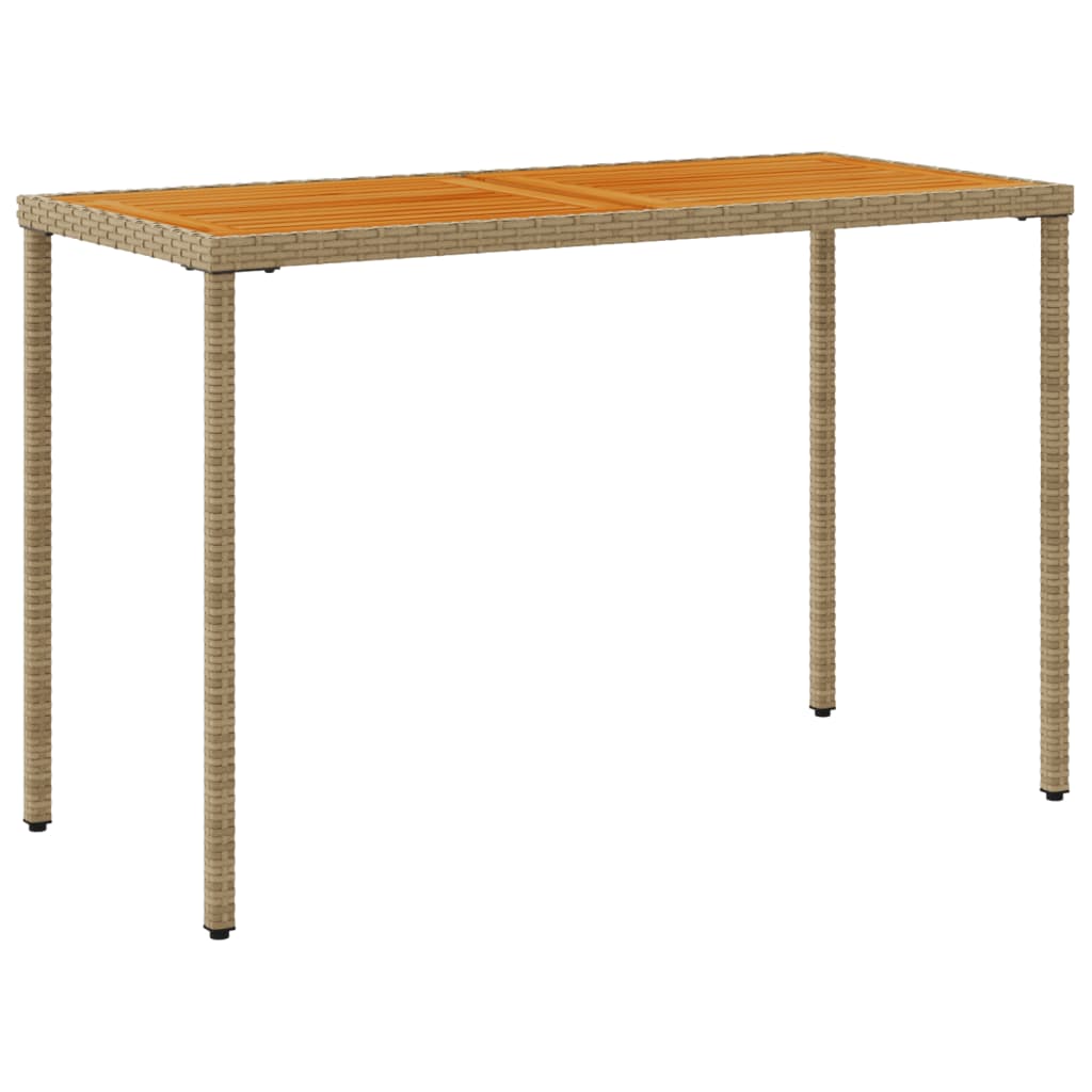 Tuintafel met acaciahouten blad 115x54x74 cm poly rattan beige is nu te koop bij PeponiXL, paradijselijk wonen!
