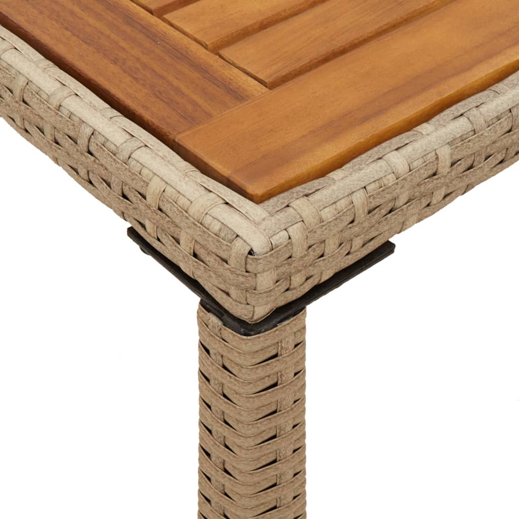 Tuintafel met acaciahouten blad 115x54x74 cm poly rattan beige is nu te koop bij PeponiXL, paradijselijk wonen!