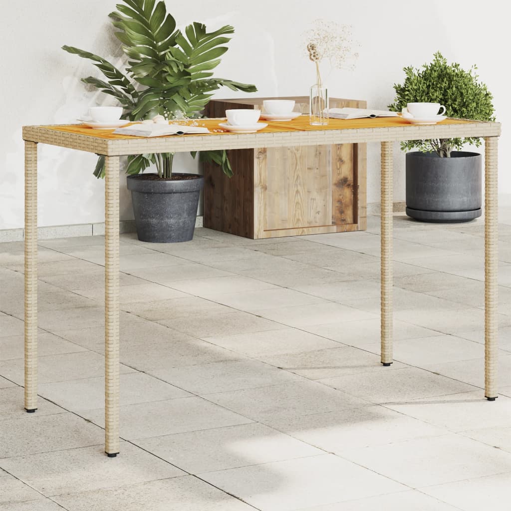 Tuintafel met acaciahouten blad 115x54x74 cm poly rattan beige is nu te koop bij PeponiXL, paradijselijk wonen!