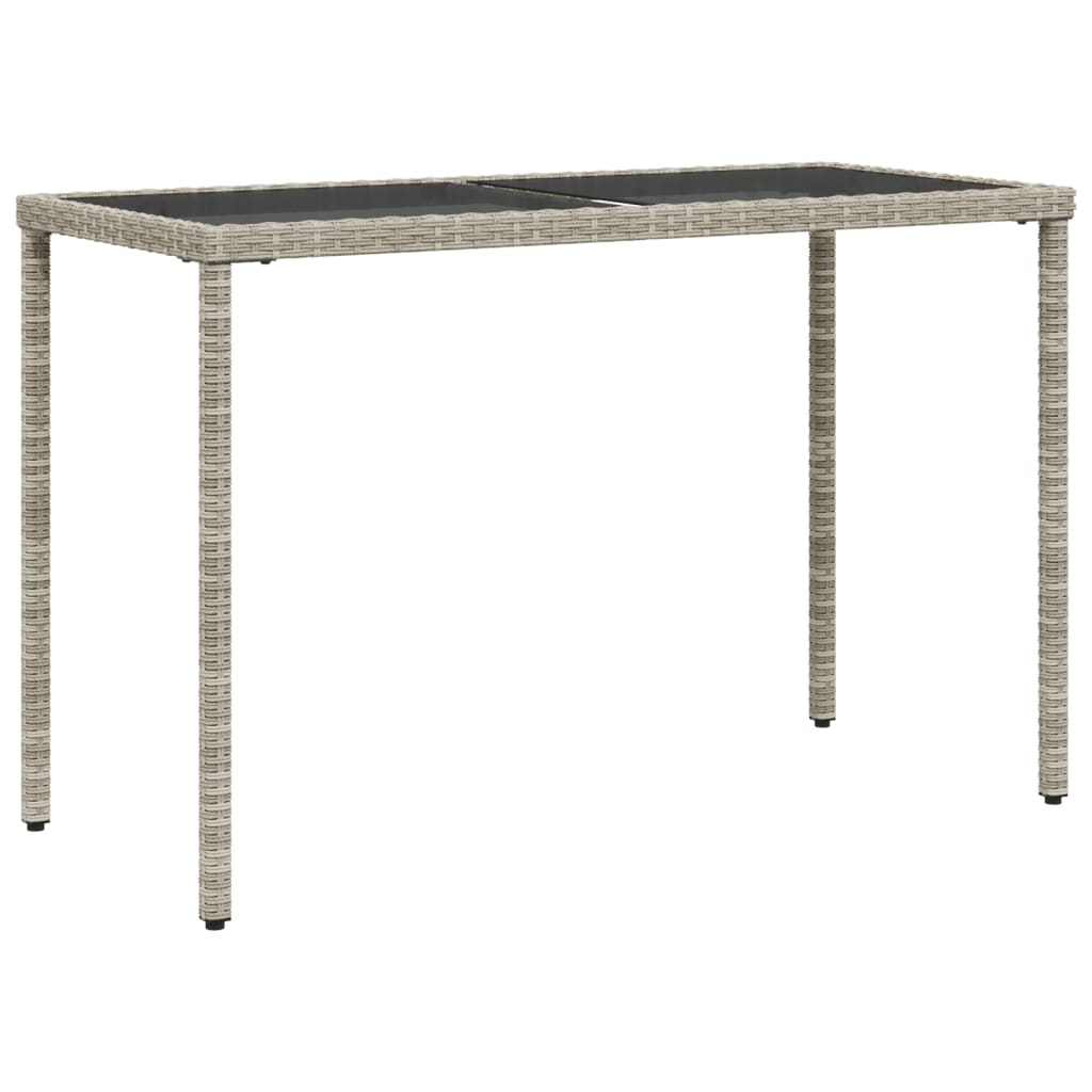 Tuintafel met glazen blad 115x54x74 cm poly rattan lichtgrijs is nu te koop bij PeponiXL, paradijselijk wonen!