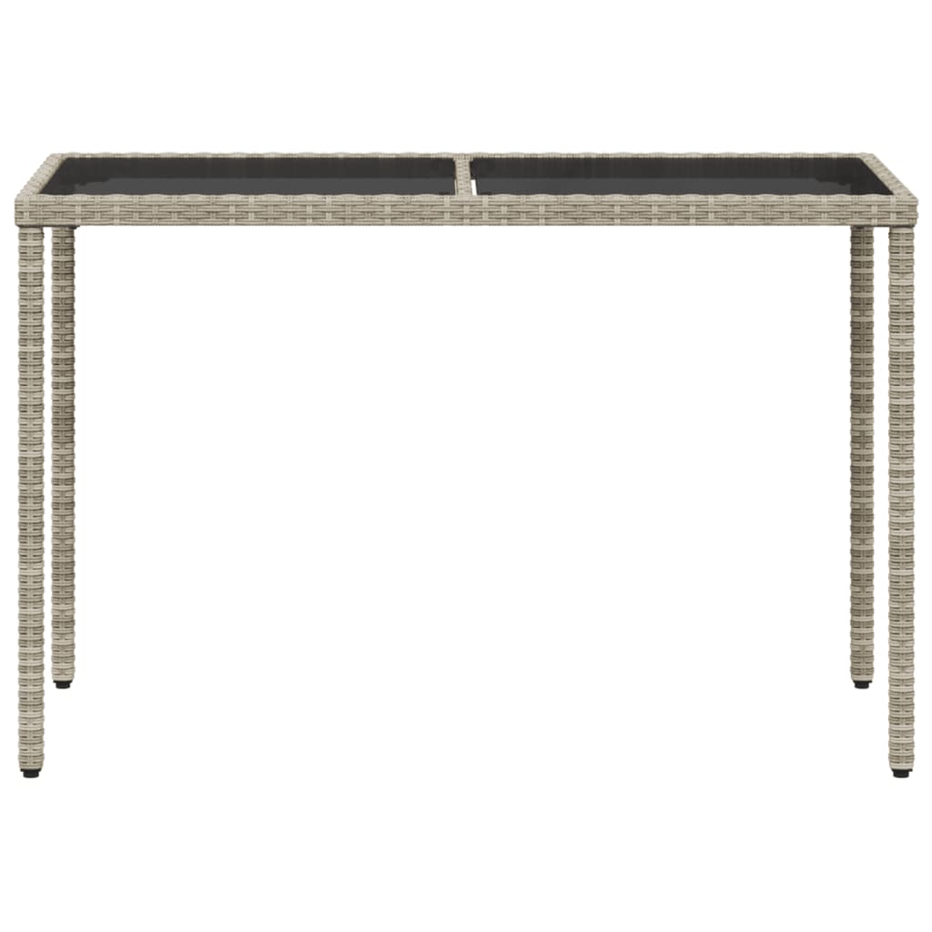 Tuintafel met glazen blad 115x54x74 cm poly rattan lichtgrijs is nu te koop bij PeponiXL, paradijselijk wonen!
