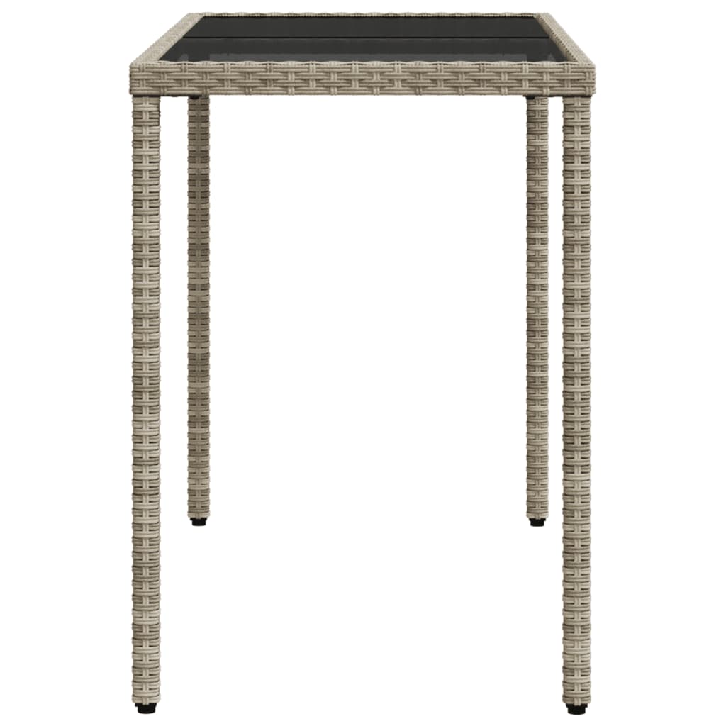 Tuintafel met glazen blad 115x54x74 cm poly rattan lichtgrijs is nu te koop bij PeponiXL, paradijselijk wonen!