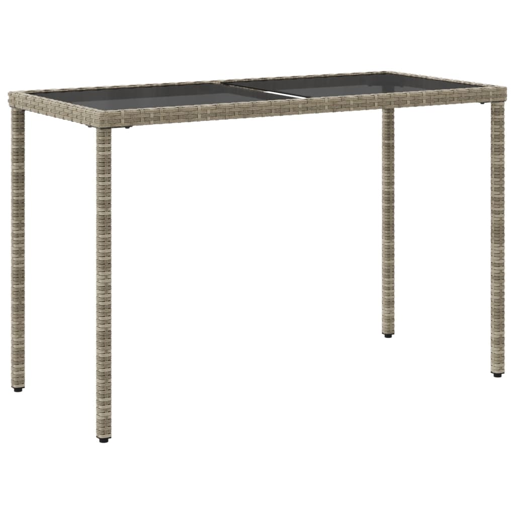 Tuintafel met glazen blad 115x54x74 cm poly rattan lichtgrijs is nu te koop bij PeponiXL, paradijselijk wonen!