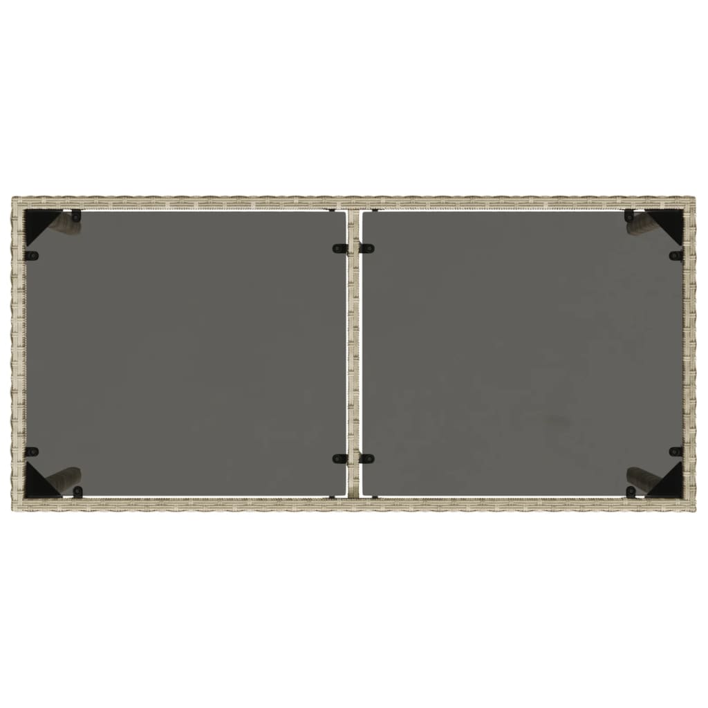 Tuintafel met glazen blad 115x54x74 cm poly rattan lichtgrijs is nu te koop bij PeponiXL, paradijselijk wonen!